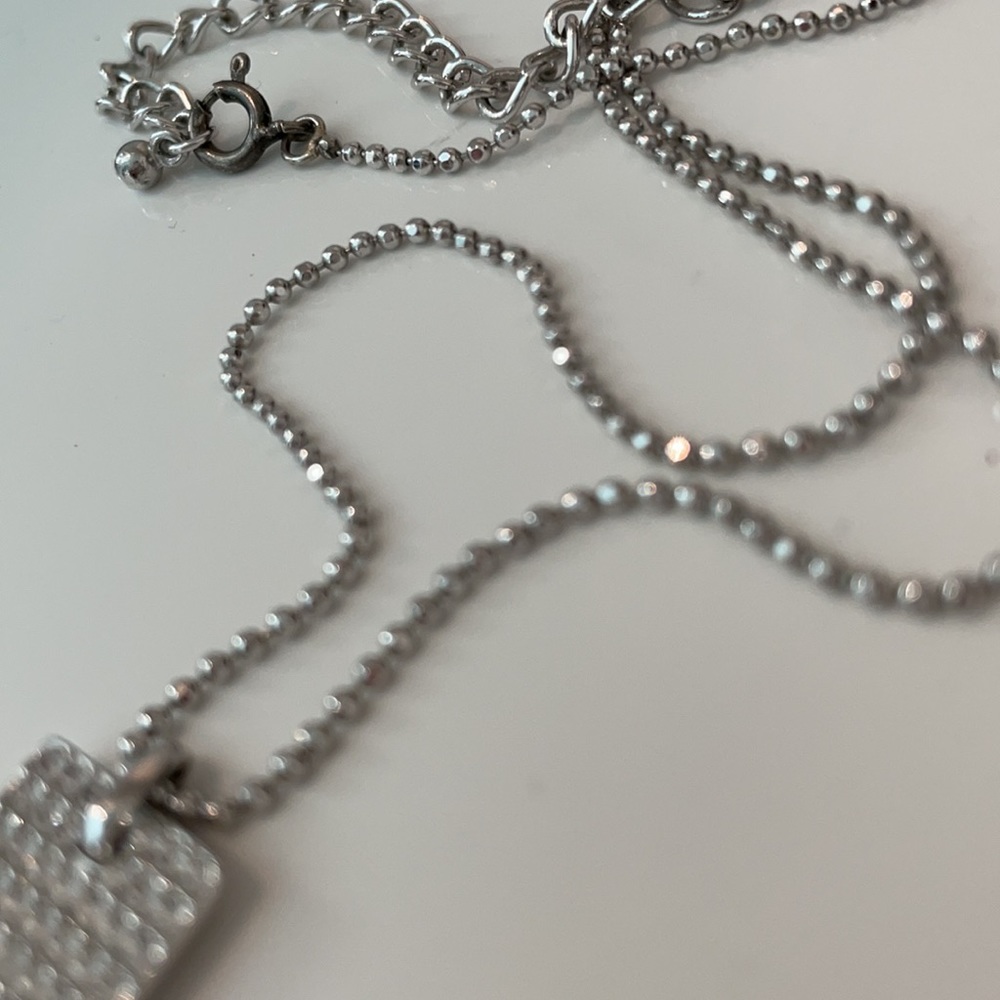 Vintage Rectangular Tiny Rhinestone Necklace - image 4